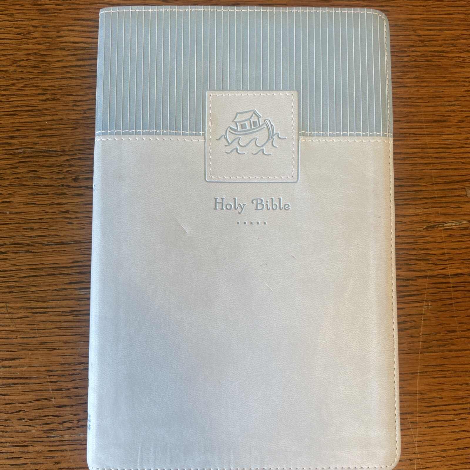 NIV Zondervan Baby Keepsake Bible Imitation Leathersoft Blue Silver Pages Ribbon
