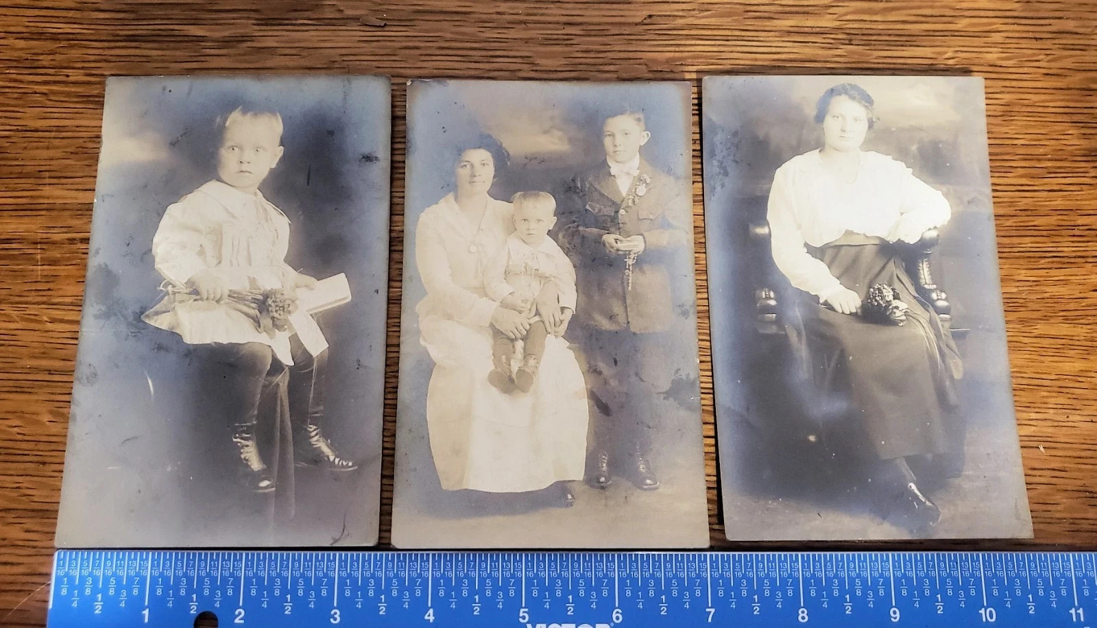 Vintage AZO RPPC Photo Postcards Lot 3 Family Portraits c1915