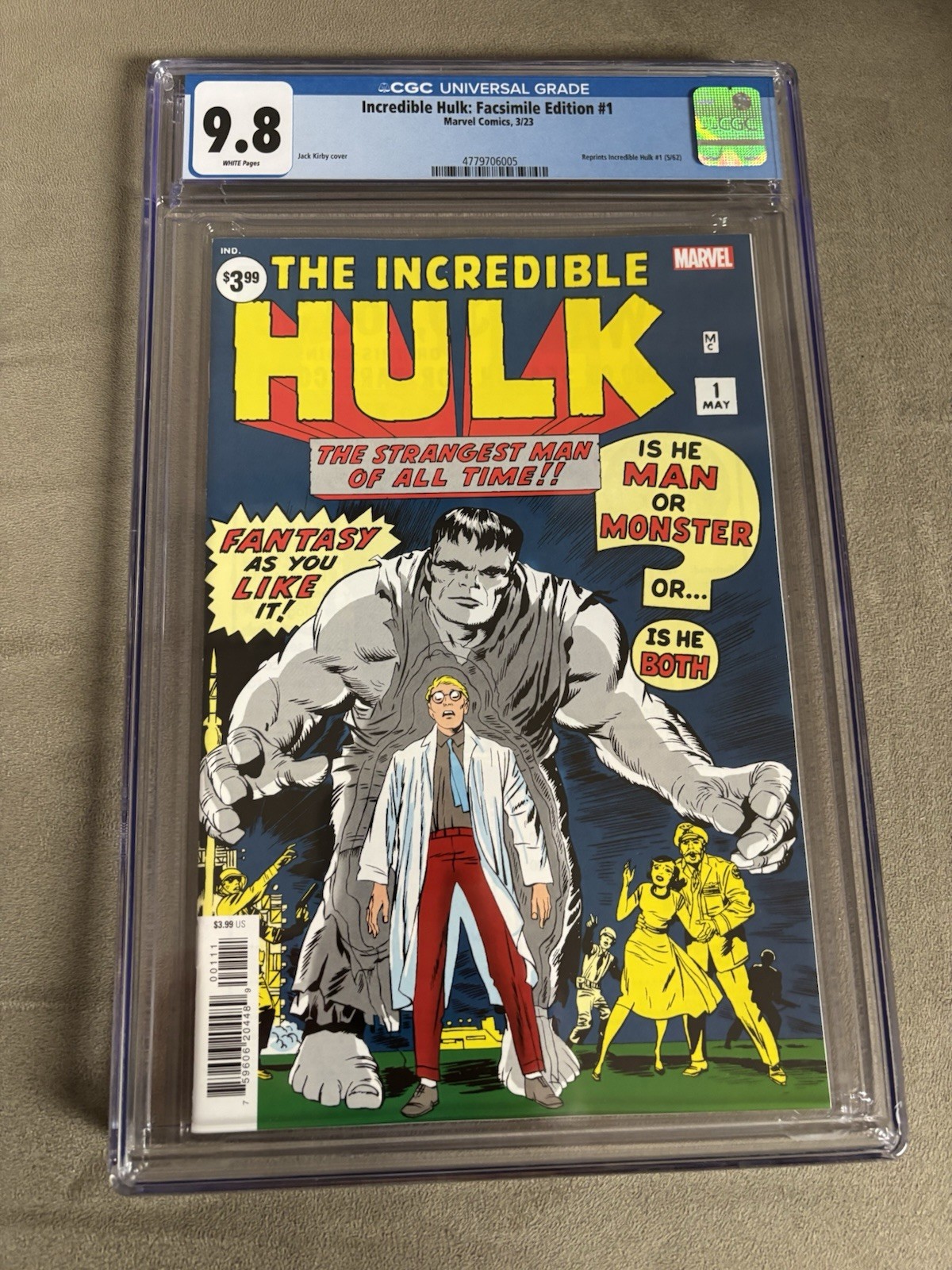 The Incredible Hulk #1 CGC 9.8 Facsimile Reprint 1962 1st Appearance Hulk. MCU