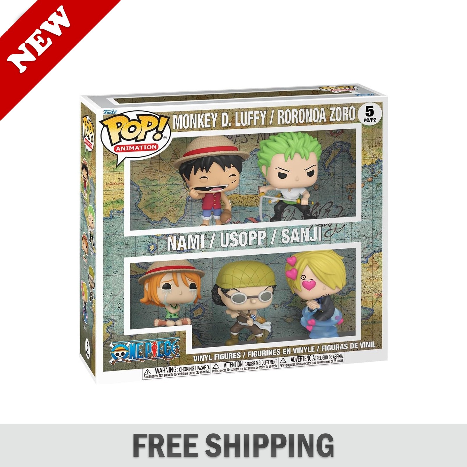 Funko Pop Animation: One Piece - Luffy/Zoro/Nami/Usopp/Sanji, 5-Pk NEW
