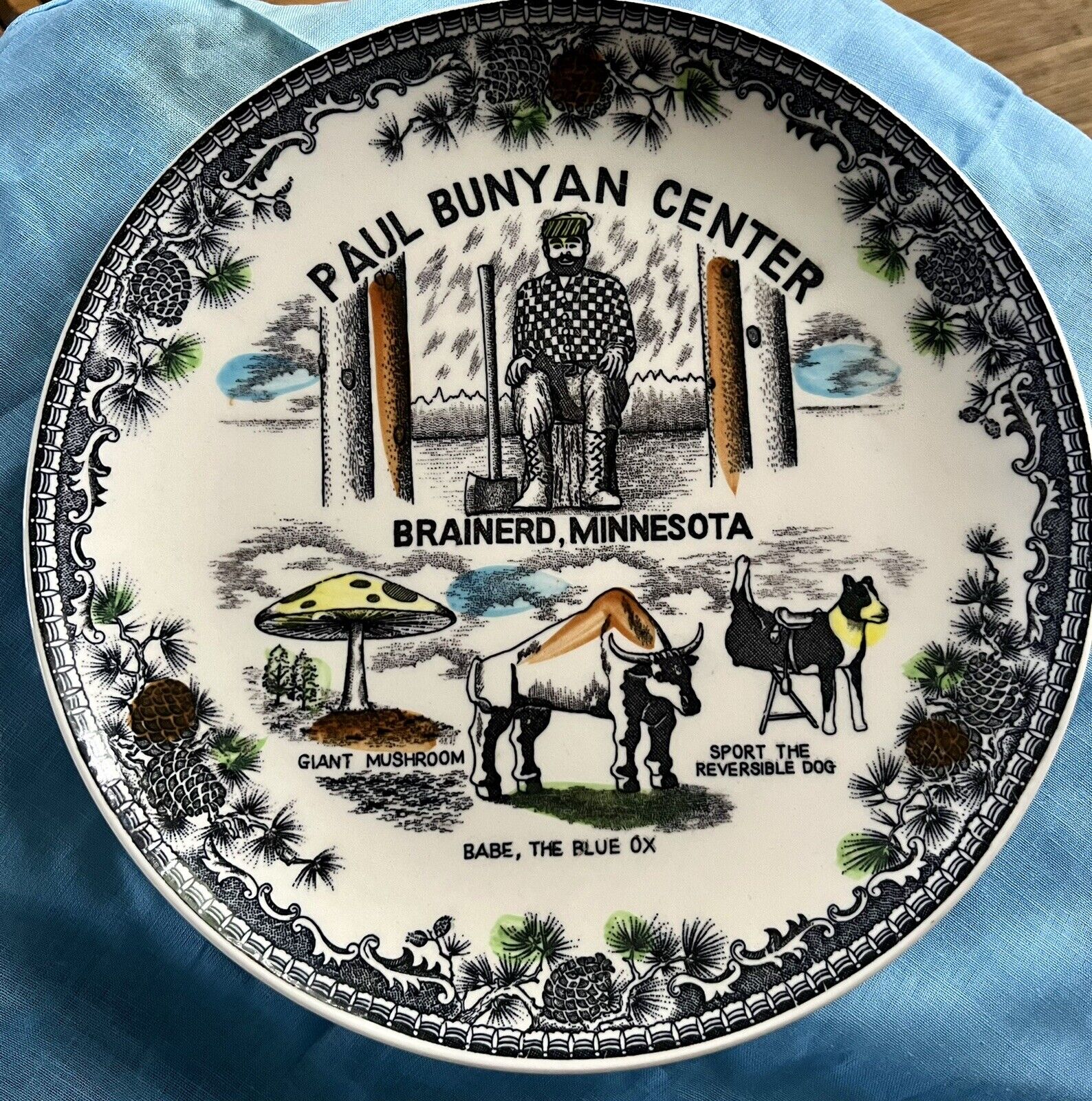 Paul Bunyan Center, Brainerd, MN Colorful Souvenir Plate