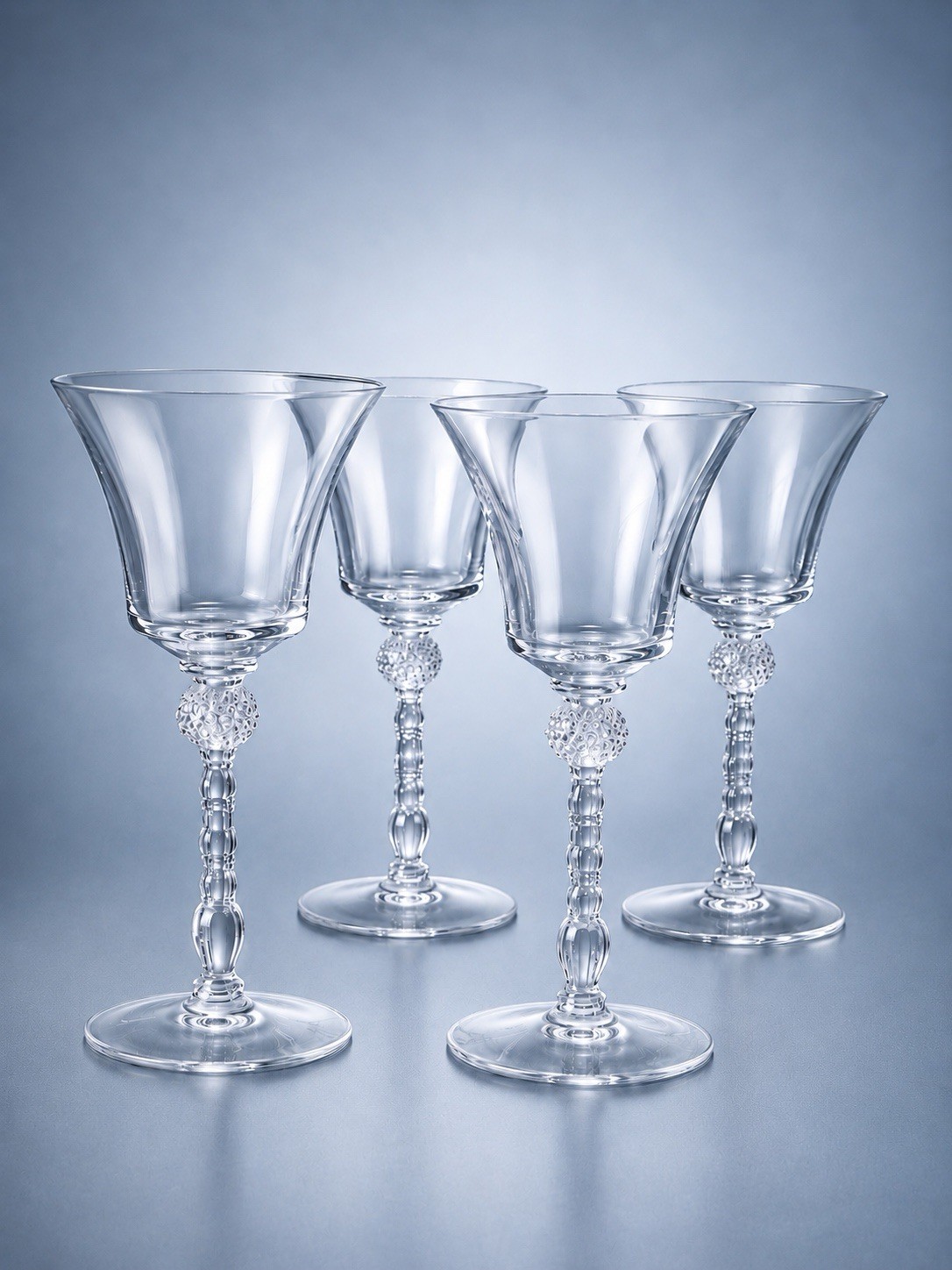 Heisey 1930s Set Of 4 Champagne Coupes Monte Cristo Clear Crystal, 3x6.25\