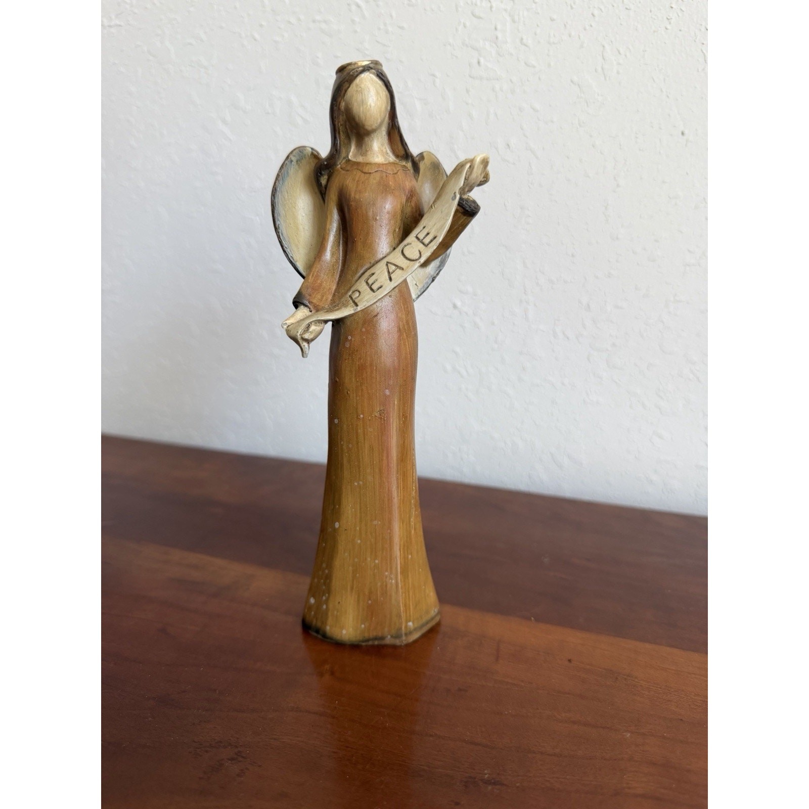 TII Collections Angel Orange Dress Holding a Peace Sign Vintage Resin Bible Love
