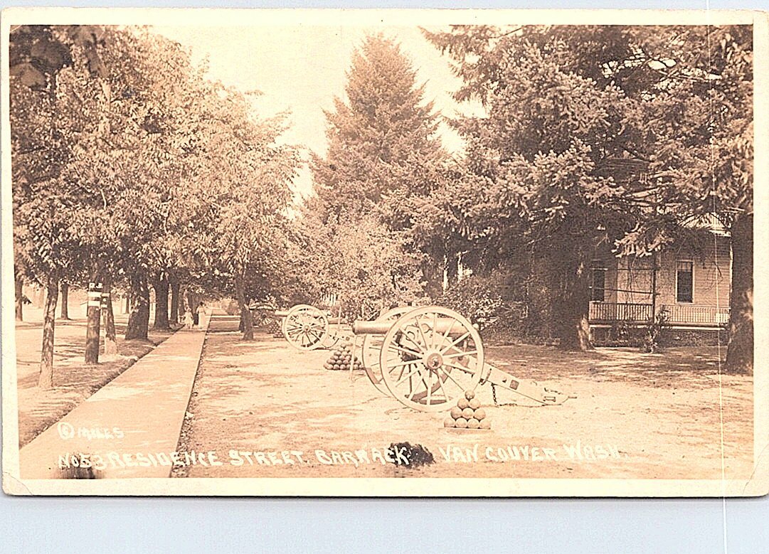 RPPC Vancouver WA Military Post Cannons on Residence Street early 1900s RPPC Vancouver WA Military Post Cannons on Residence Street early 1900s