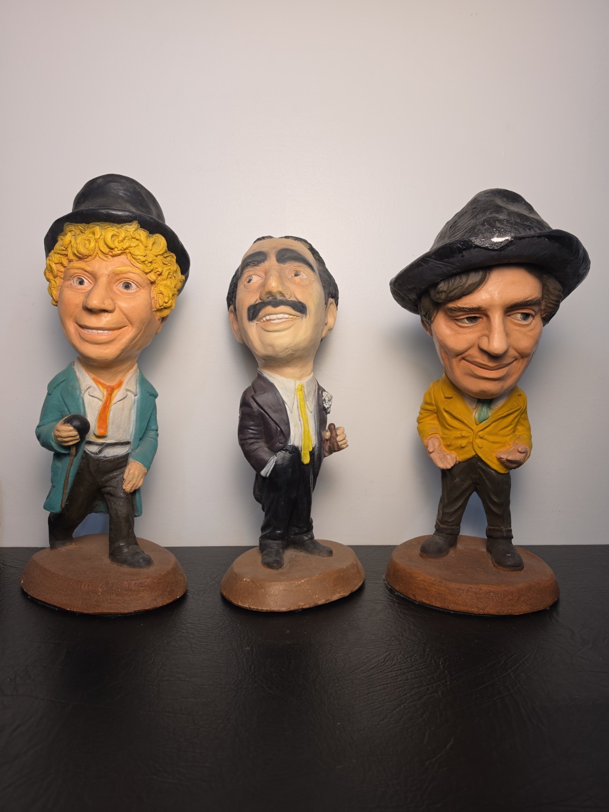 1973 ORIGINAL VINTAGE  ESCO CHALKWARE STATUE  MARX BROTHERS CHICO HARPO GROUCHO