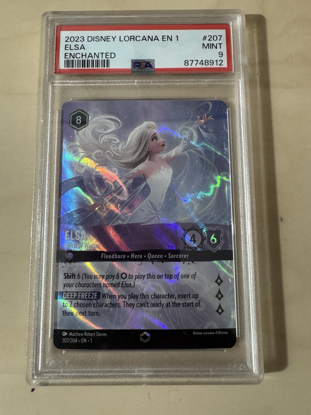 2023 DISNEY LORCANA EN 1-THE FIRST CHAPTER #207 ELSA ENCHANTED Psa 9