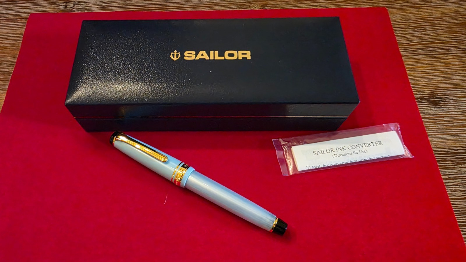 Sailor 1911 Profit Slim Fountain Pen, 14K Gold H-MF Nib, Light Blue, Japan Boxed