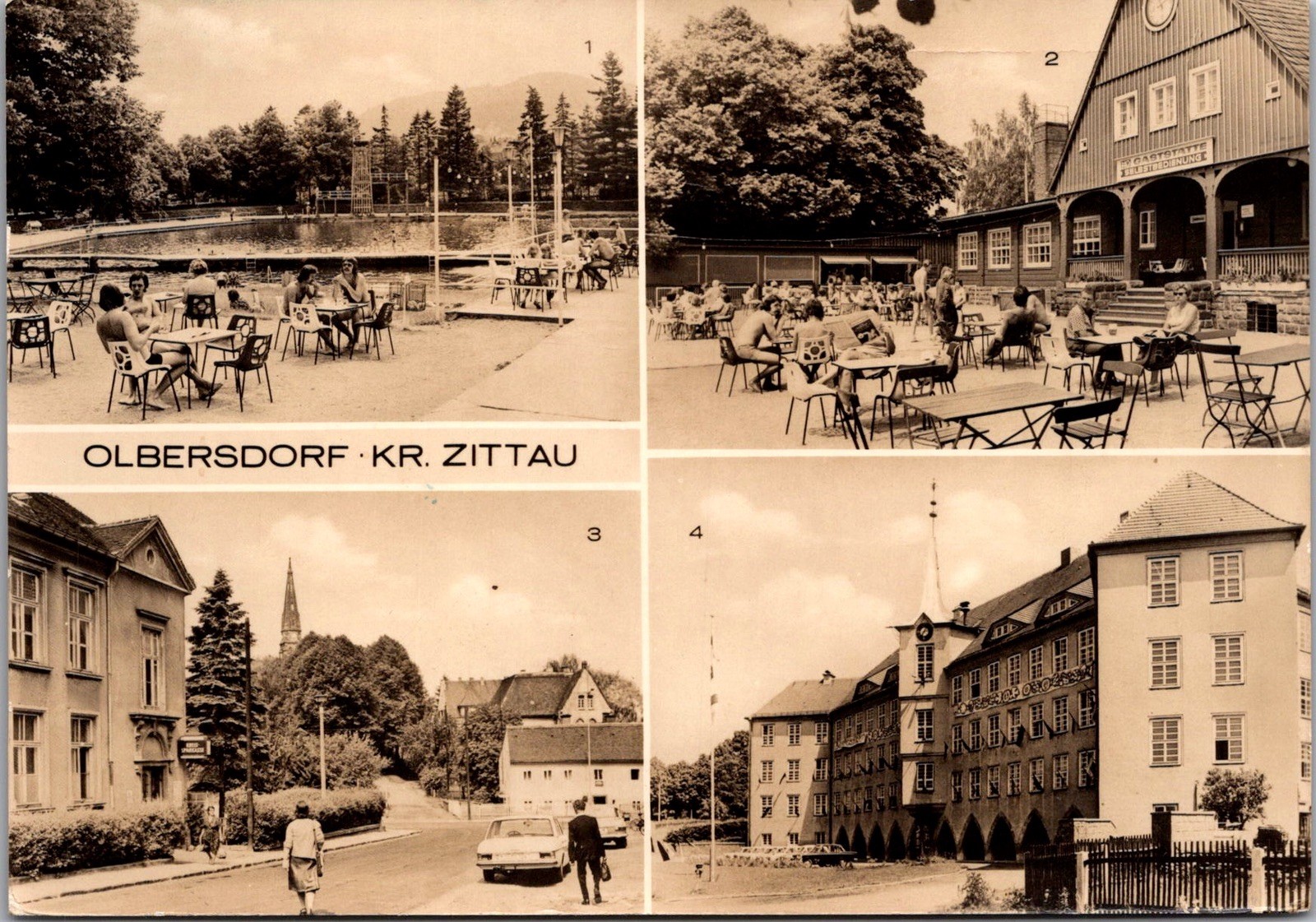 Outdoor Seating Street Views Olbersdorf Kr Zittau Stamp Real Photo RPPC Postcard