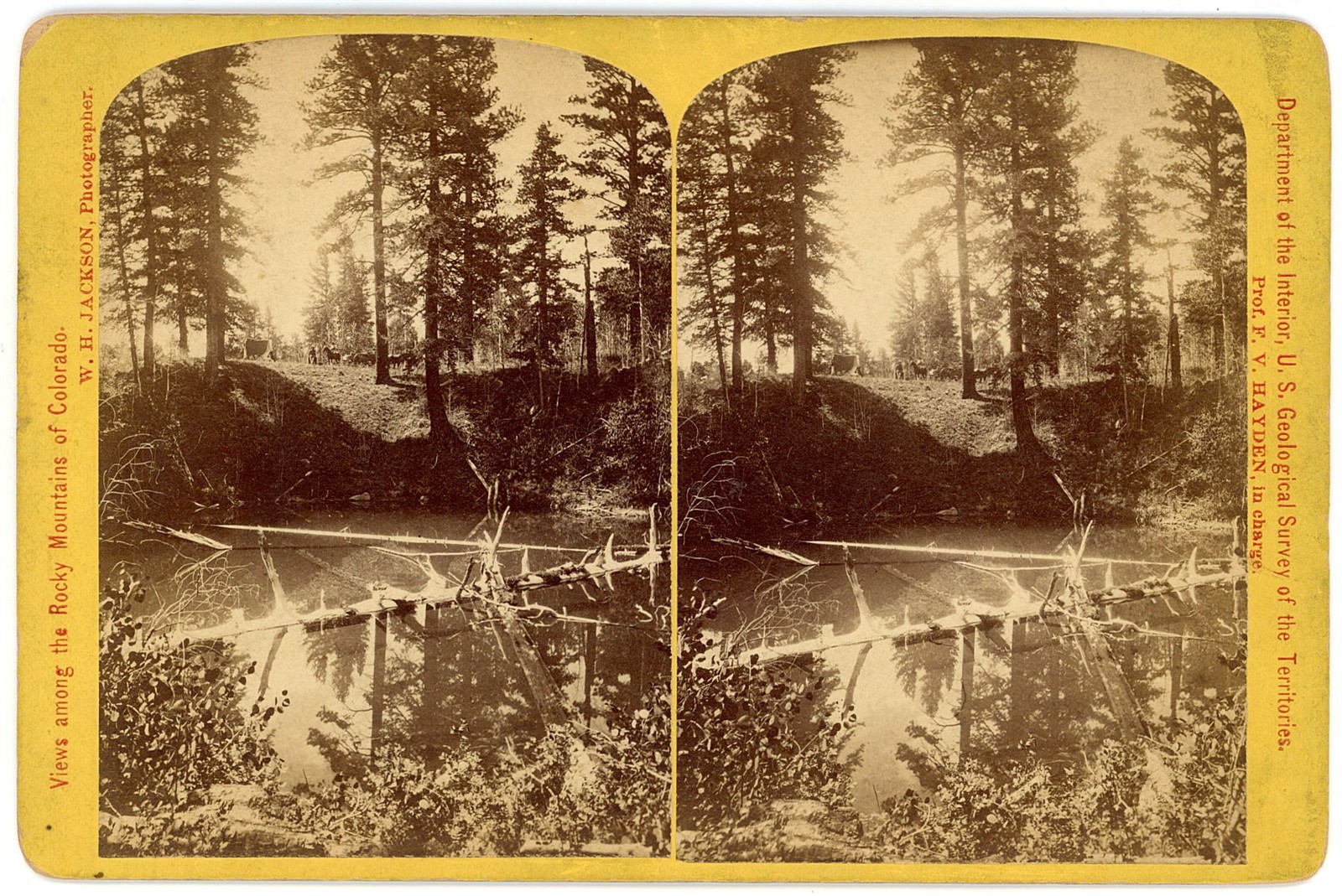 UTAH STEREOVIEW - Hayden Survey - Emerald Lake - WH Jackson 1870s