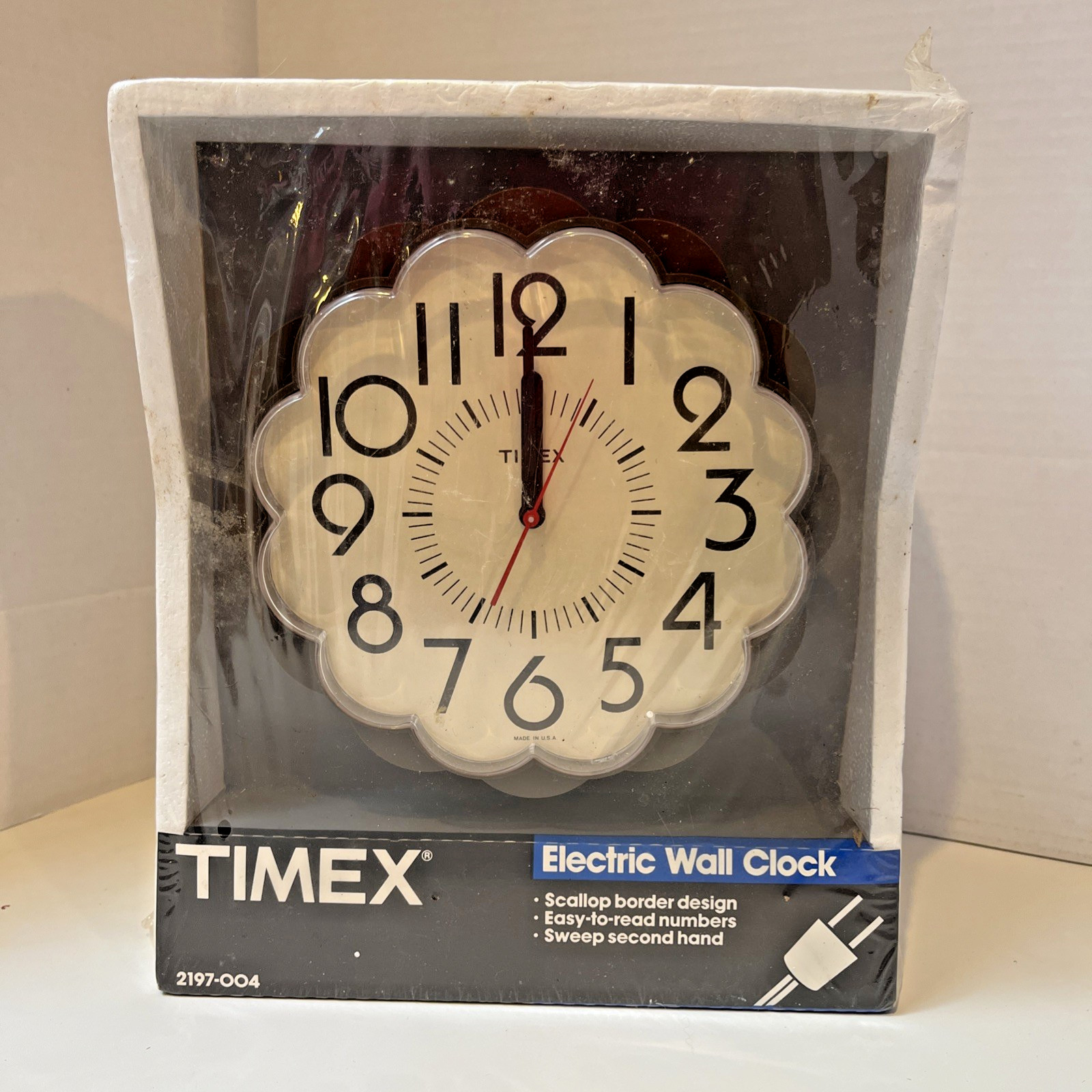 Vintage Brown Floral Shape Timex Electric Wall Clock*New