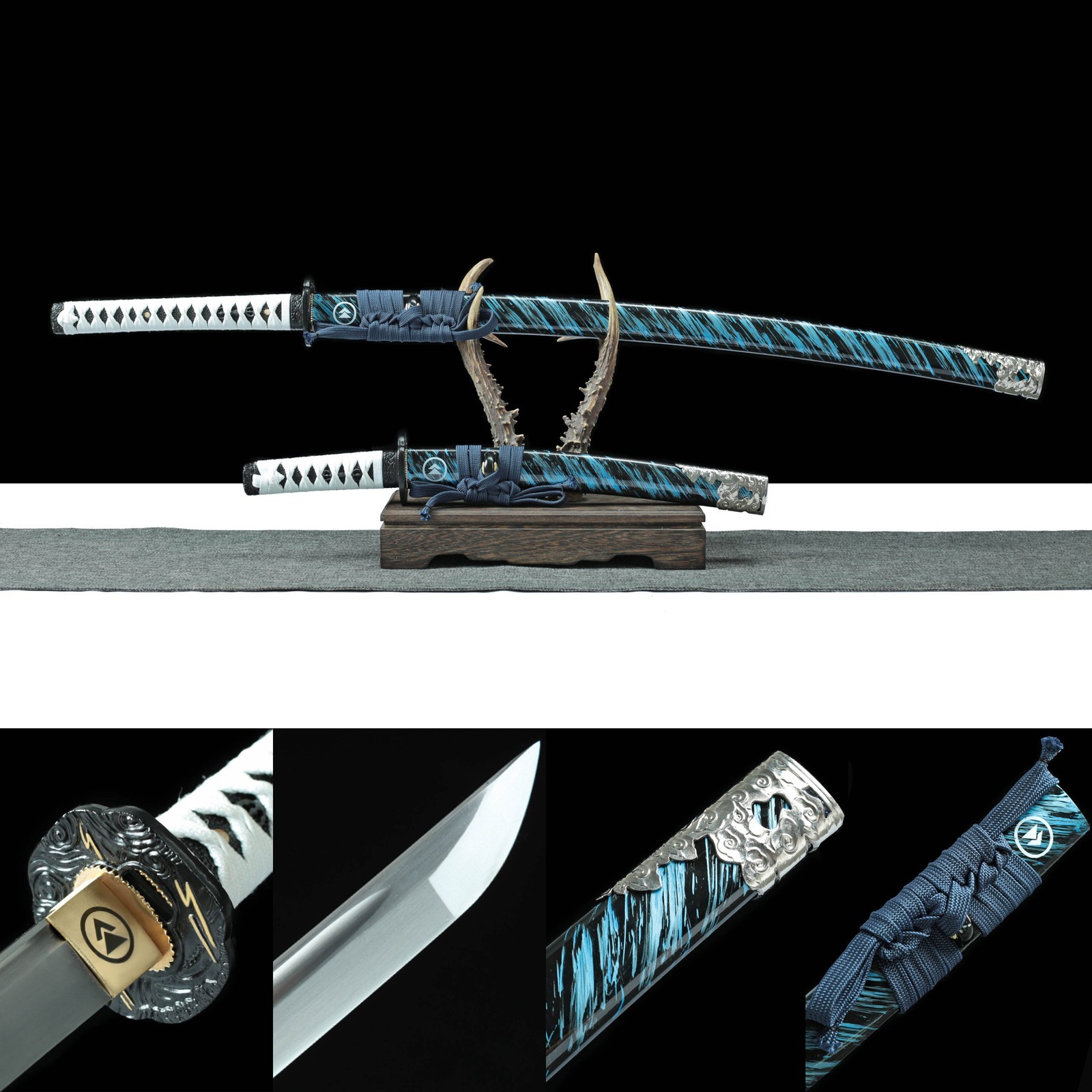 2PCS Ghost of Tsushima Swords Set Japanese Samurai Katana+ Tanto T10 Steel Sharp