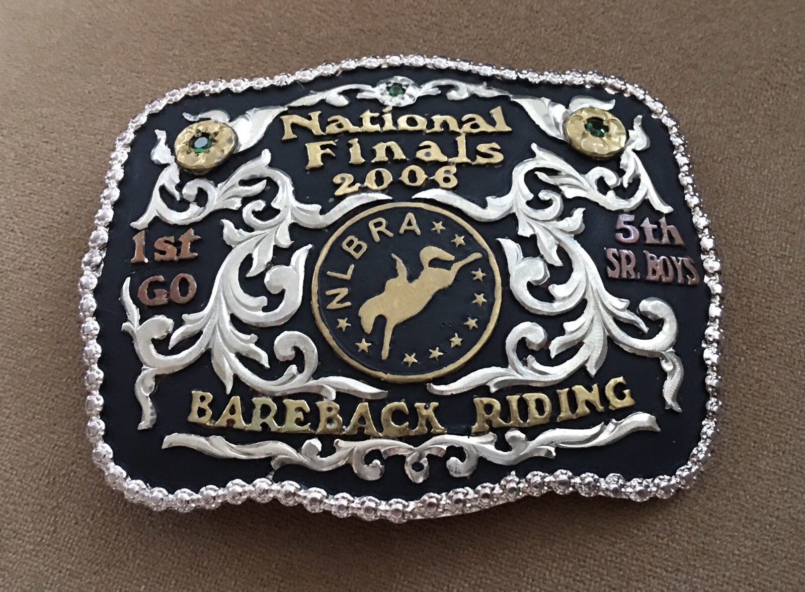VTG RARE First Go Round 2006 NLBRA Boys Cowboy Rodeo Bareback Trophy Belt Buckle