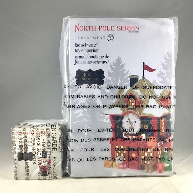 Dept 56 Set of 2:  FAO SCHWARZ TOY EMPORIUM + READY FOR DUTY  North Pole Village