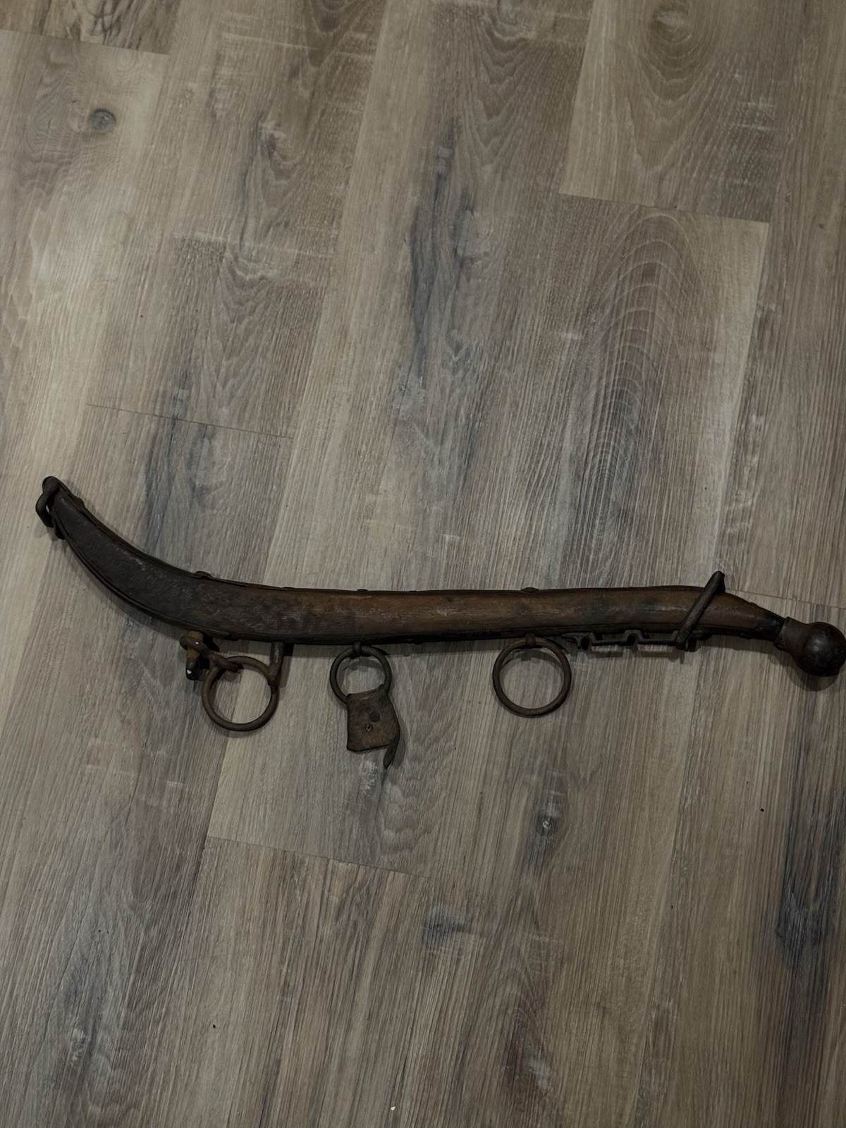 Antique Wooden Horse Harness Hame Iron Rings Ball End Primitive Farm Decor