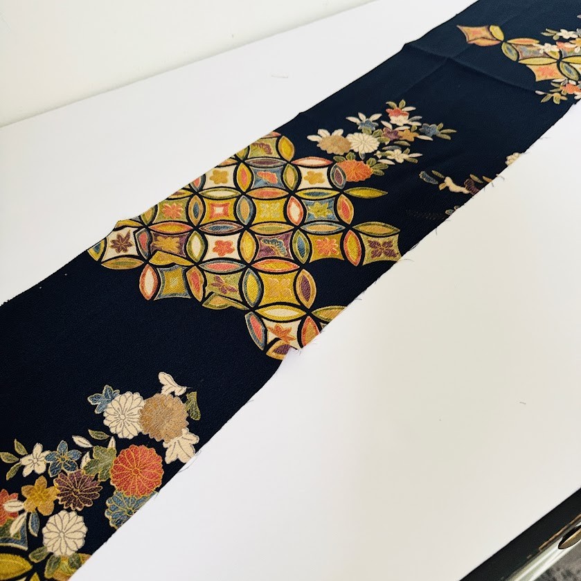 Seven Treasures #C 7x58 Vintage Japanese Chirimen Kimono Silk Fabric CK92