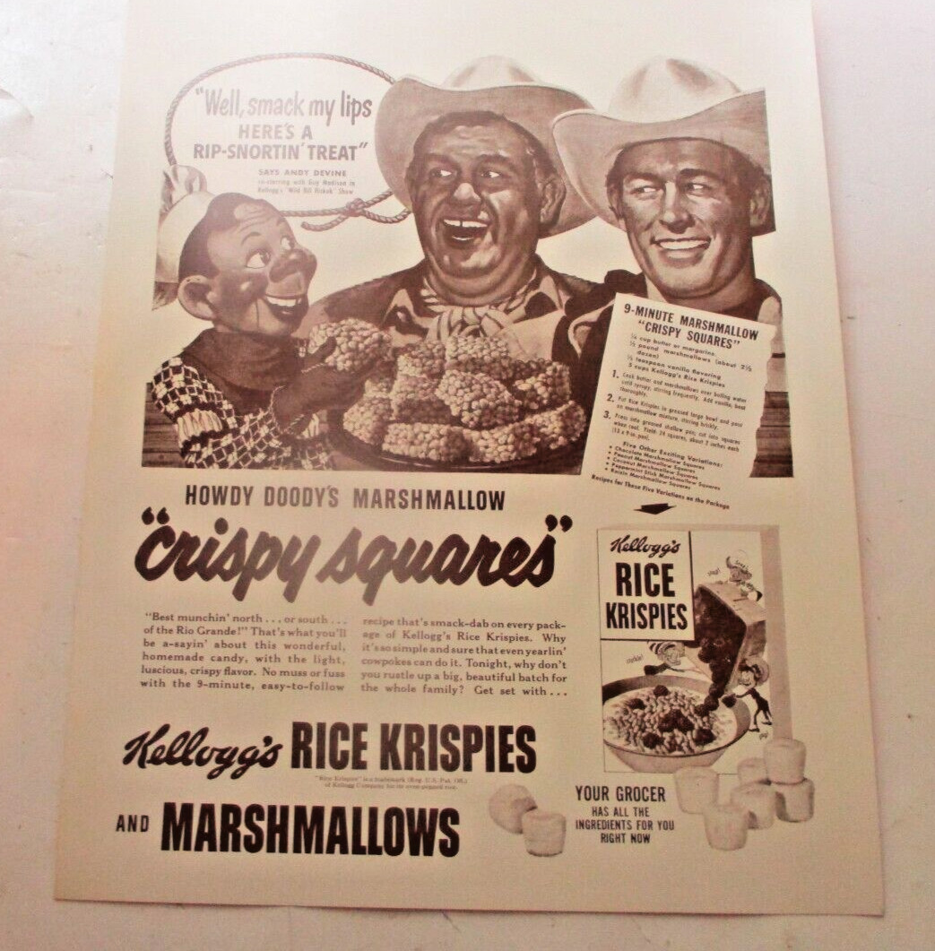 Vintage Kellogg\'s Rice Krispies &Marshmallows Howdy Doody\'s Poster Advertisement