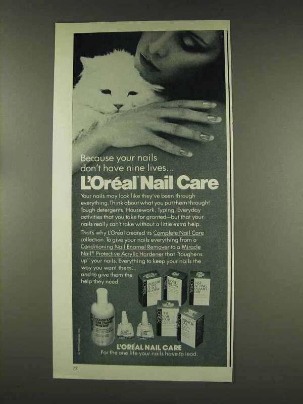 1977 L\'oreal Nail Care Ad - Nails Don\'t Have Nine Lives