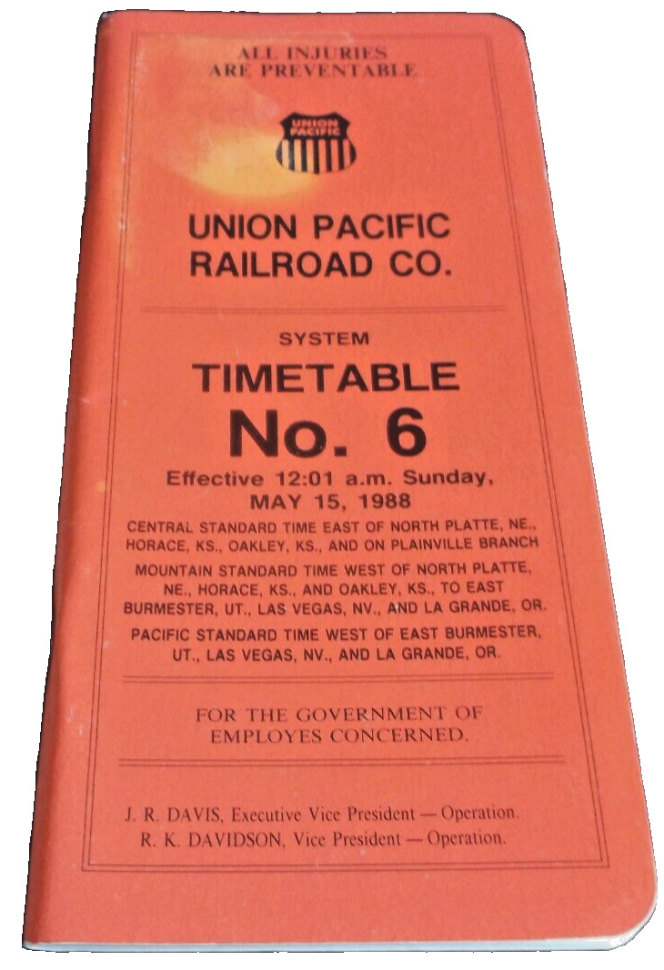 MAY 1988 UNION PACIFIC SYSTEM EMPLOYEE TIMETABLE #6