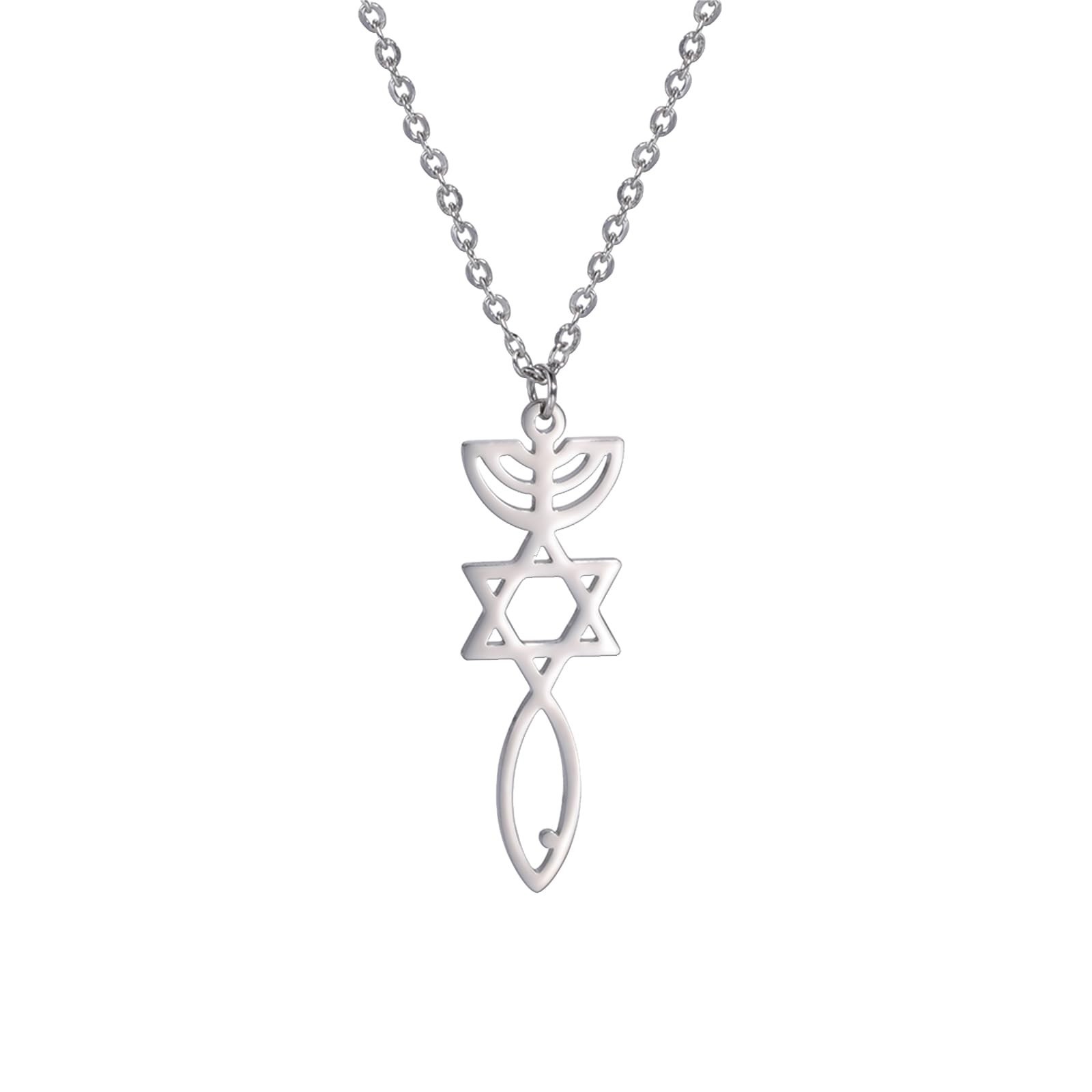VASSAGO Stainless Steel Messianic Seal Necklace Jesus Fish Ichthys Pendant VASSAGO Stainless Steel Messianic Seal Necklace Jesus Fish Ichthys Pendant