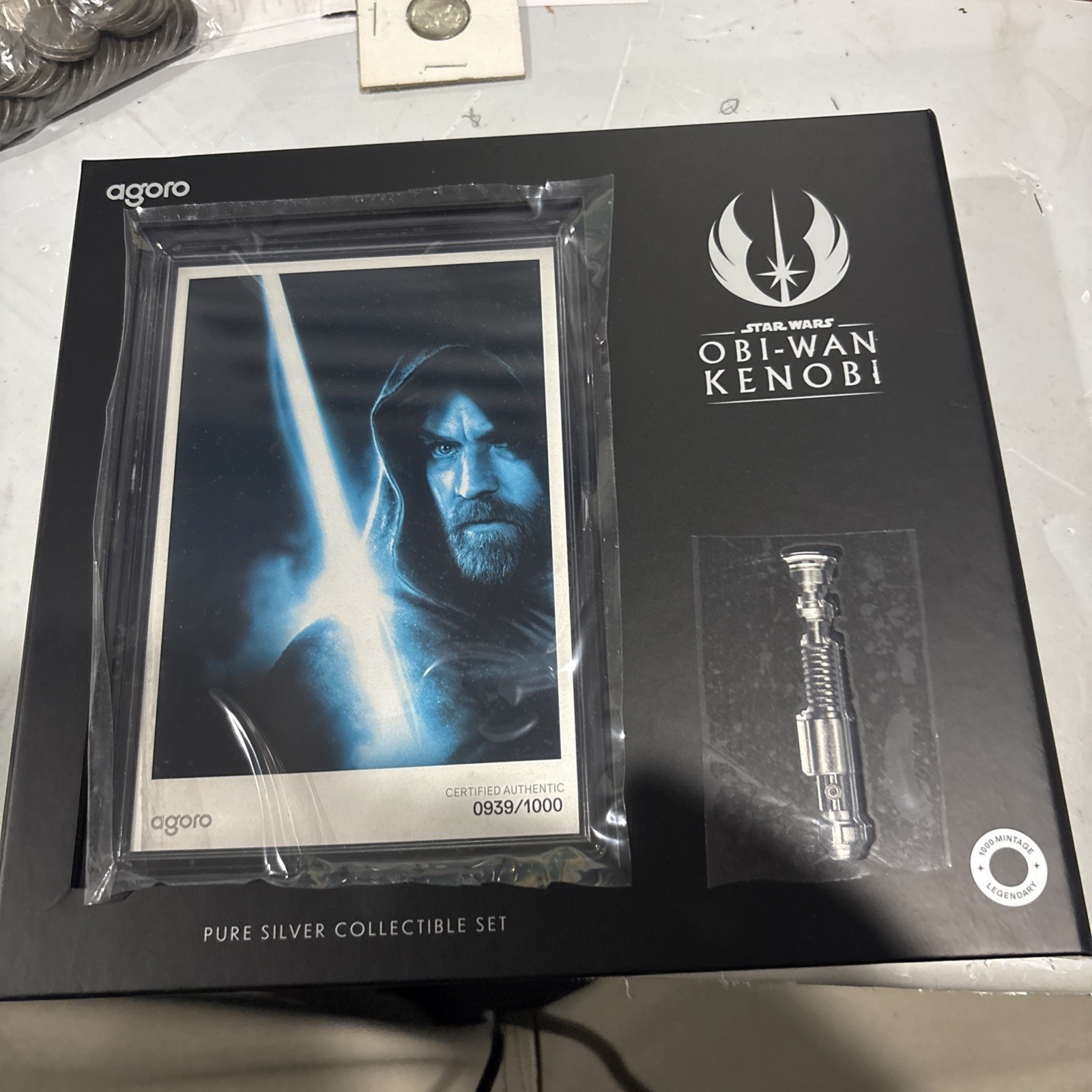 2026 Agoro Star Wars Obi-Wan Kenobi Lightsaber 1/2oz + 5g .999 Silver Set /1000