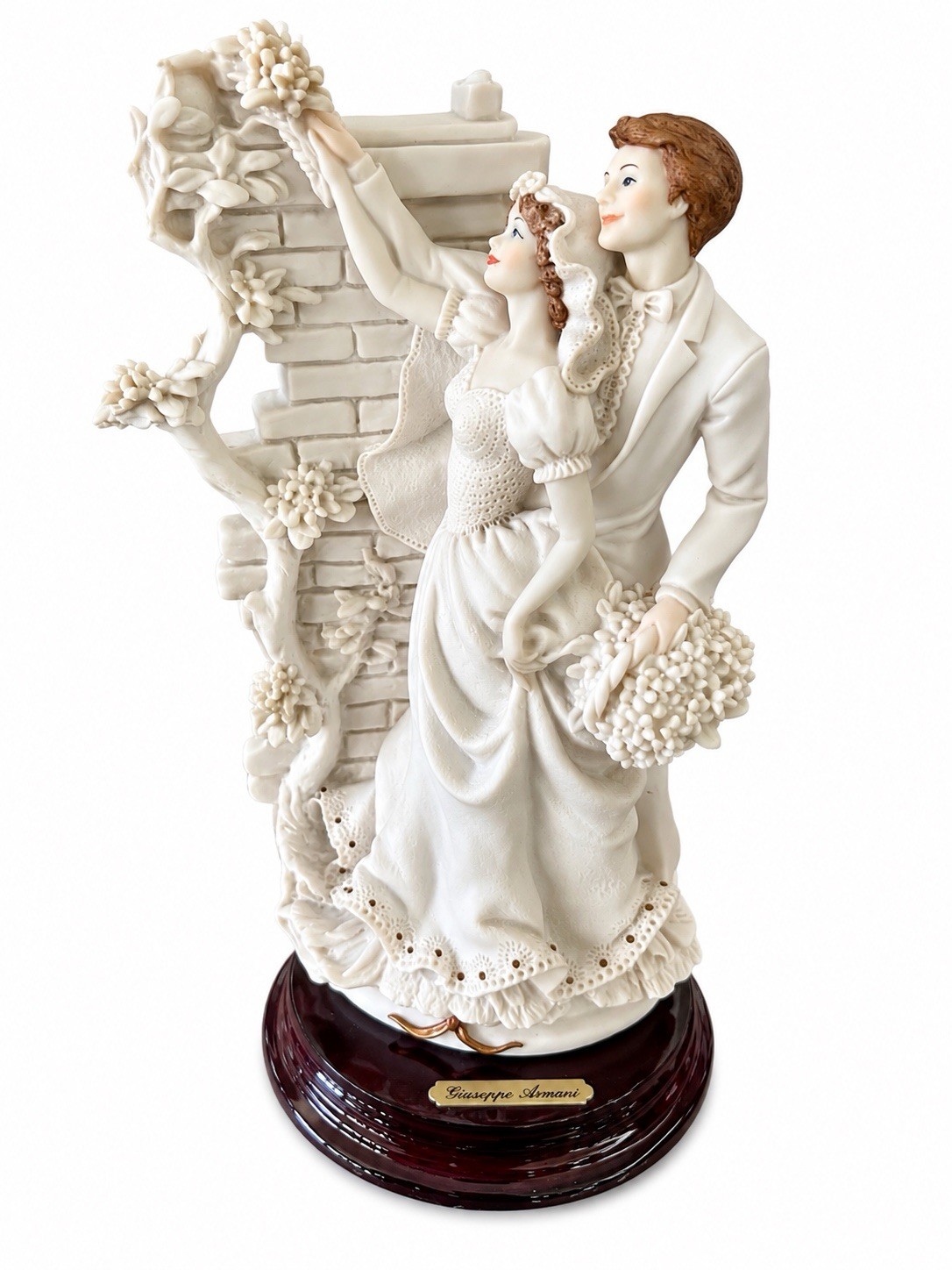 Vintage Giuseppe Armani Wedding Shrine Married Couple Flowers Figurine Florence