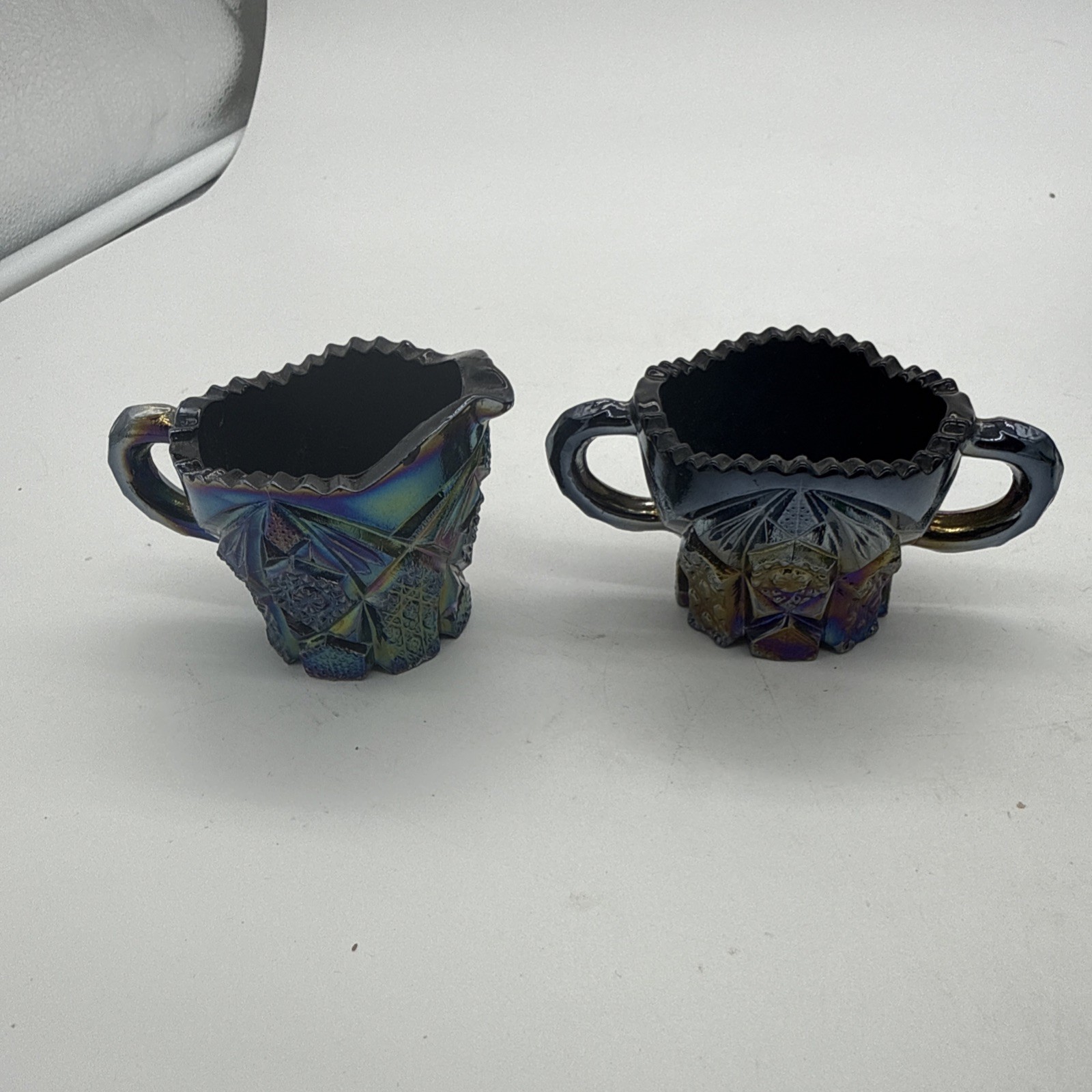 Carnival Glass Sugar & Creamer Set Vintage