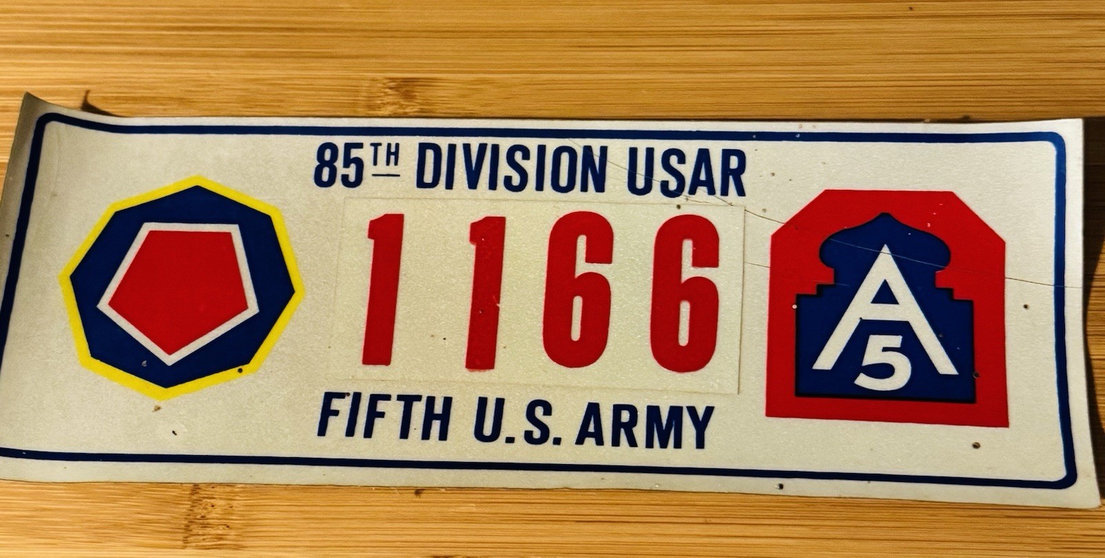 Vintage 85th Division of the United States Army Reserve US army Base Sticker