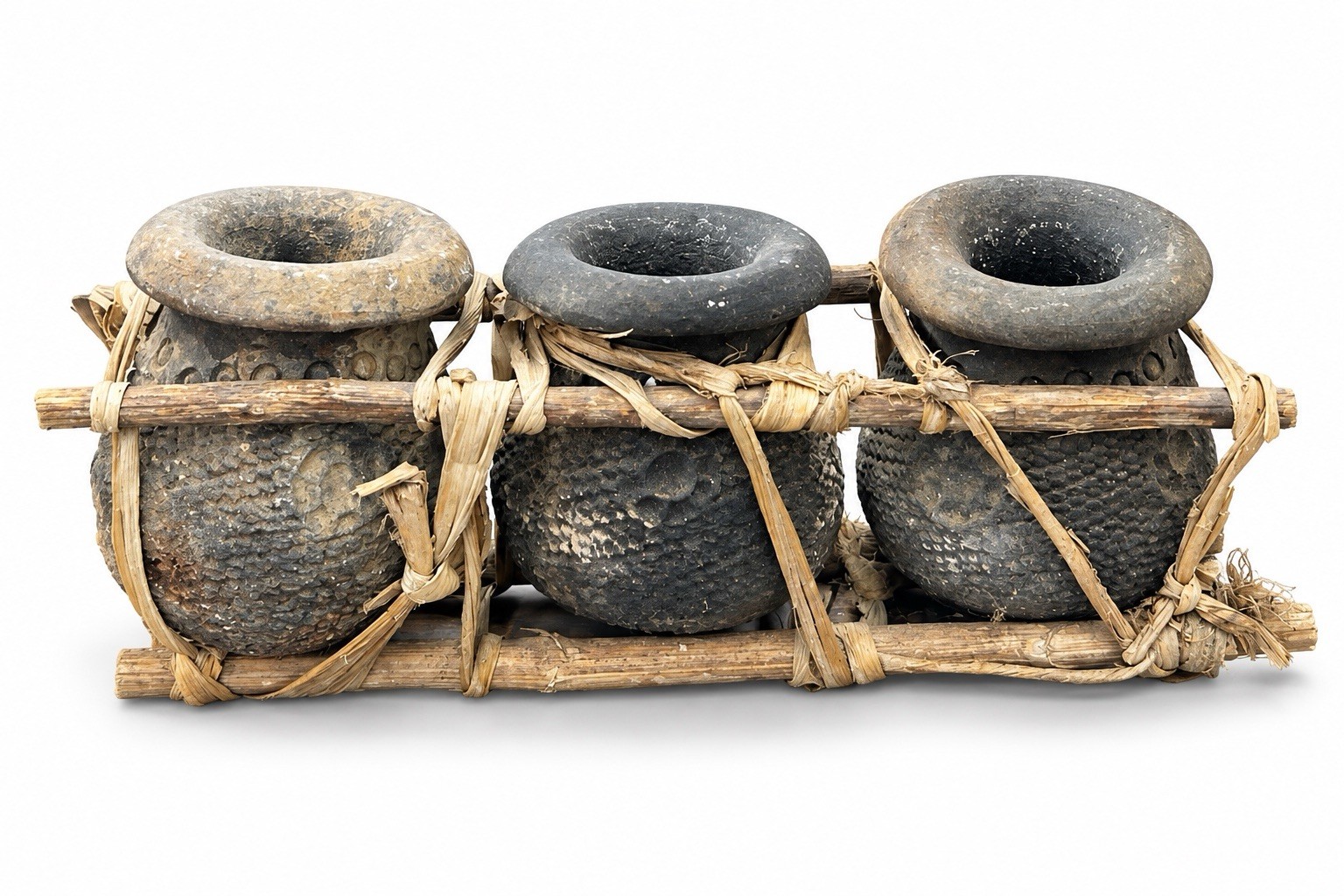 Vintage Kenyan Luo Tribal Pottery Triple Marriage Pot Blackware Clay Art Frame Vintage Kenyan Luo Tribal Pottery Triple Marriage Pot Blackware Clay Art Frame