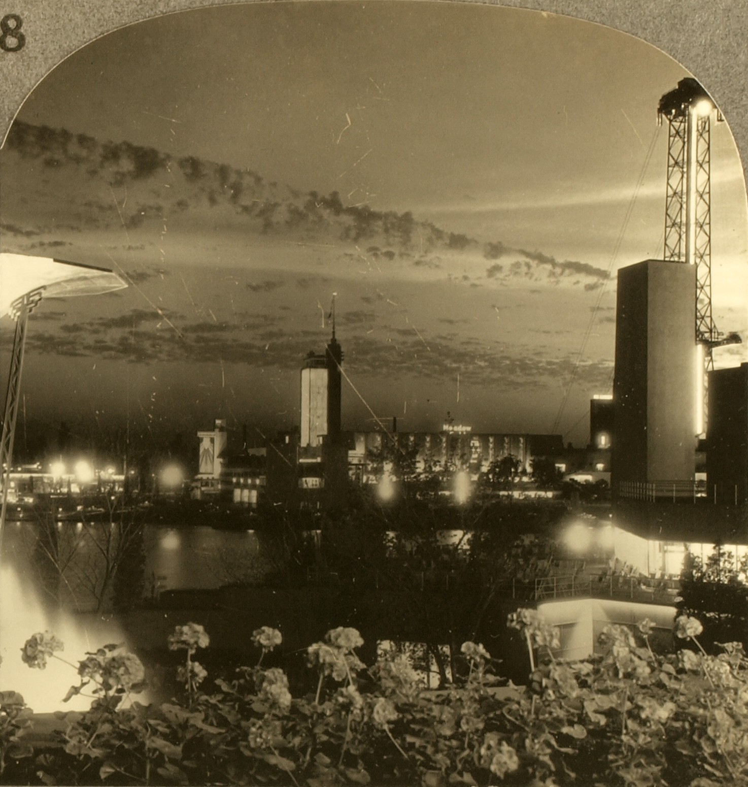 Keystone Stereoview Night View Across Lagoon, A Century of Progress, Chicago #28