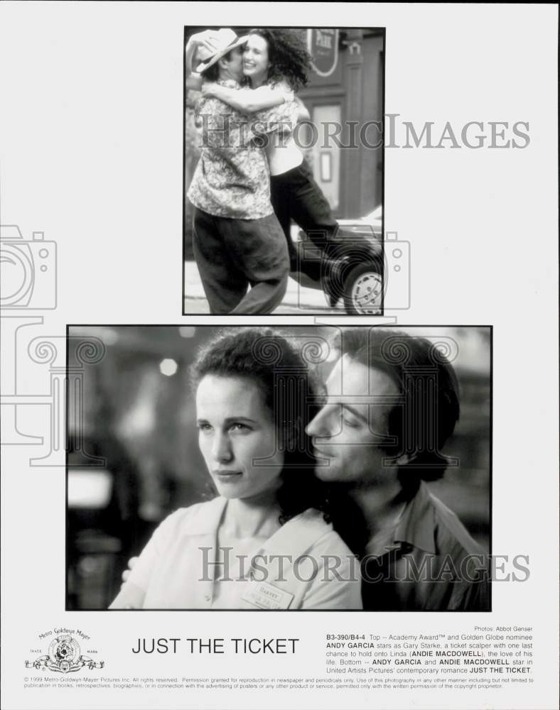 1999 Press Photo Actors Andy Garcia, Andie MacDowell in 