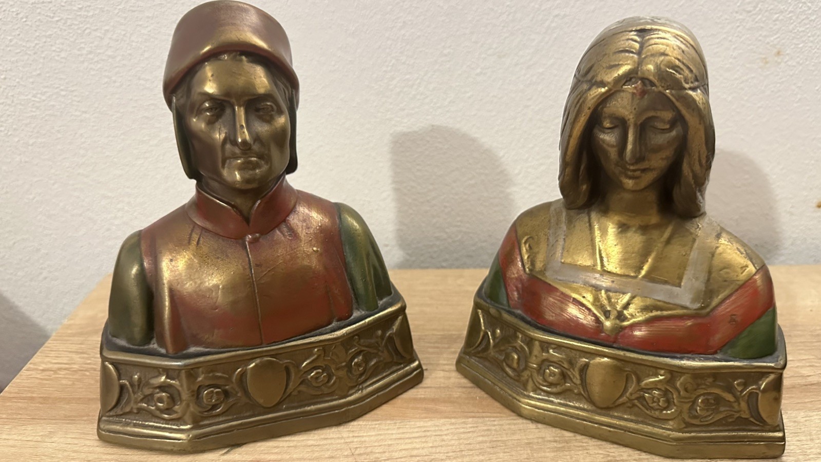  Bookends  1920s  Dante Alighieri and Beatrice 