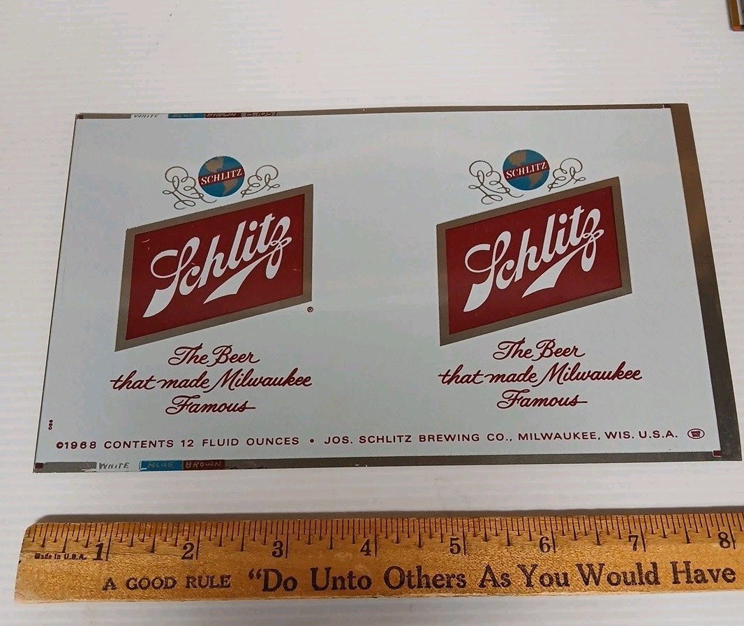 SCHLITZ Beer Unrolled Flat Sheet 12 Oz. Beer Can Milwaukee 1968