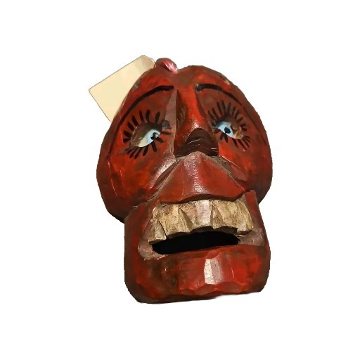 Vintage Guatemala San Pascal El Diablo House Blessing Mask Hand Carved Genuine 