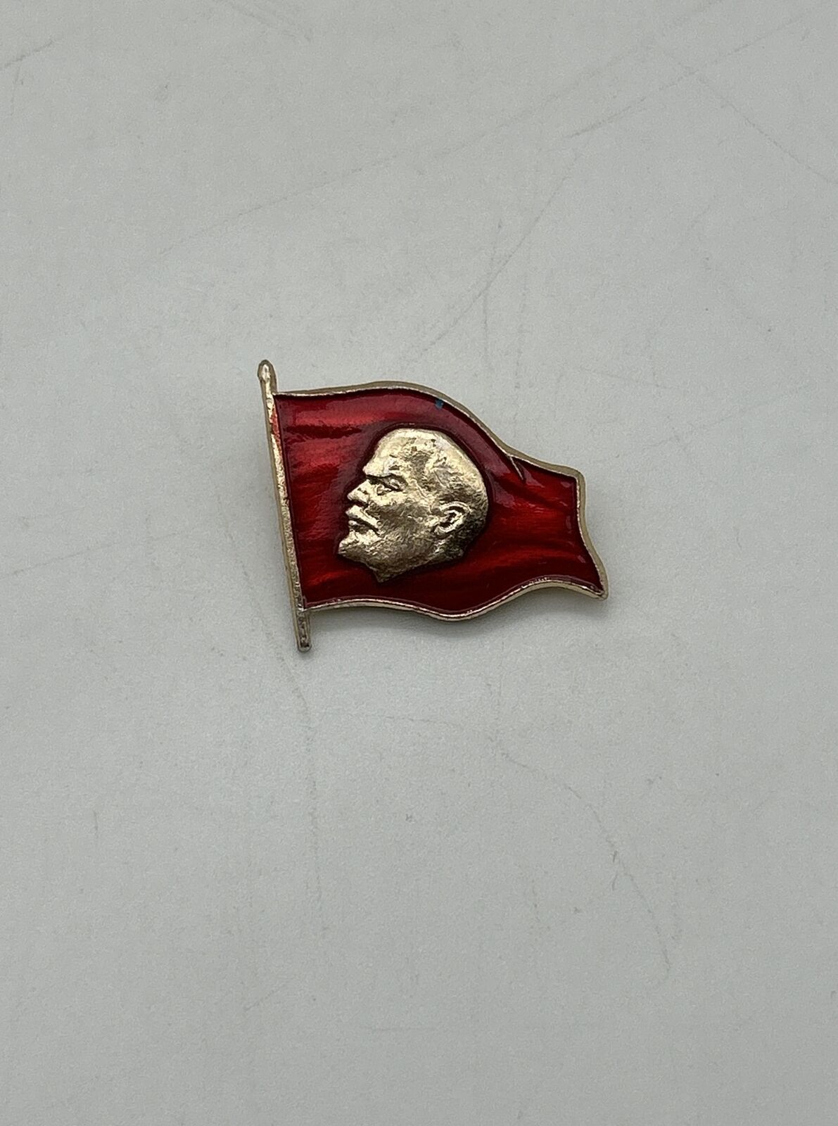 Soviet Union Vladimir Lenin Communist USSR Flag Pin Badge Vintage 1x1.1”