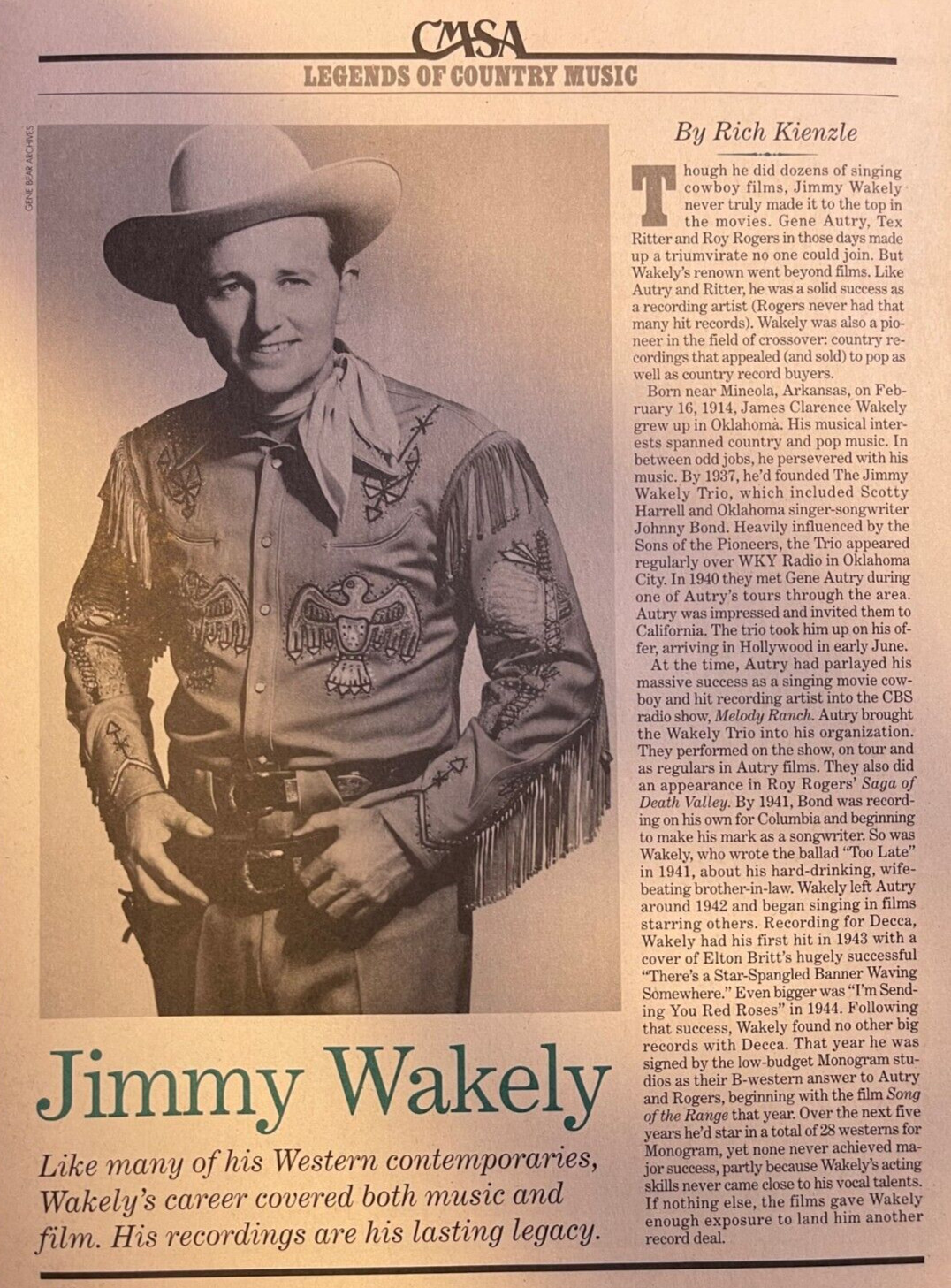 1996 Country Singer Jimmy Wakely 1996 Country Singer Jimmy Wakely