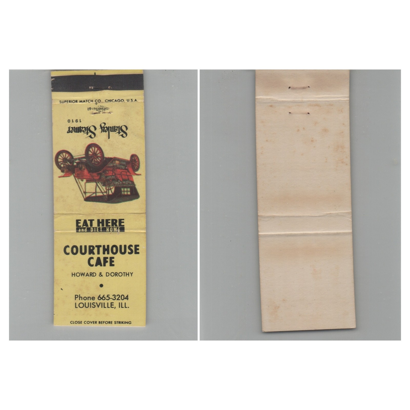 Matchbook Cover Courthouse Cafe Restaurant Louisville IL