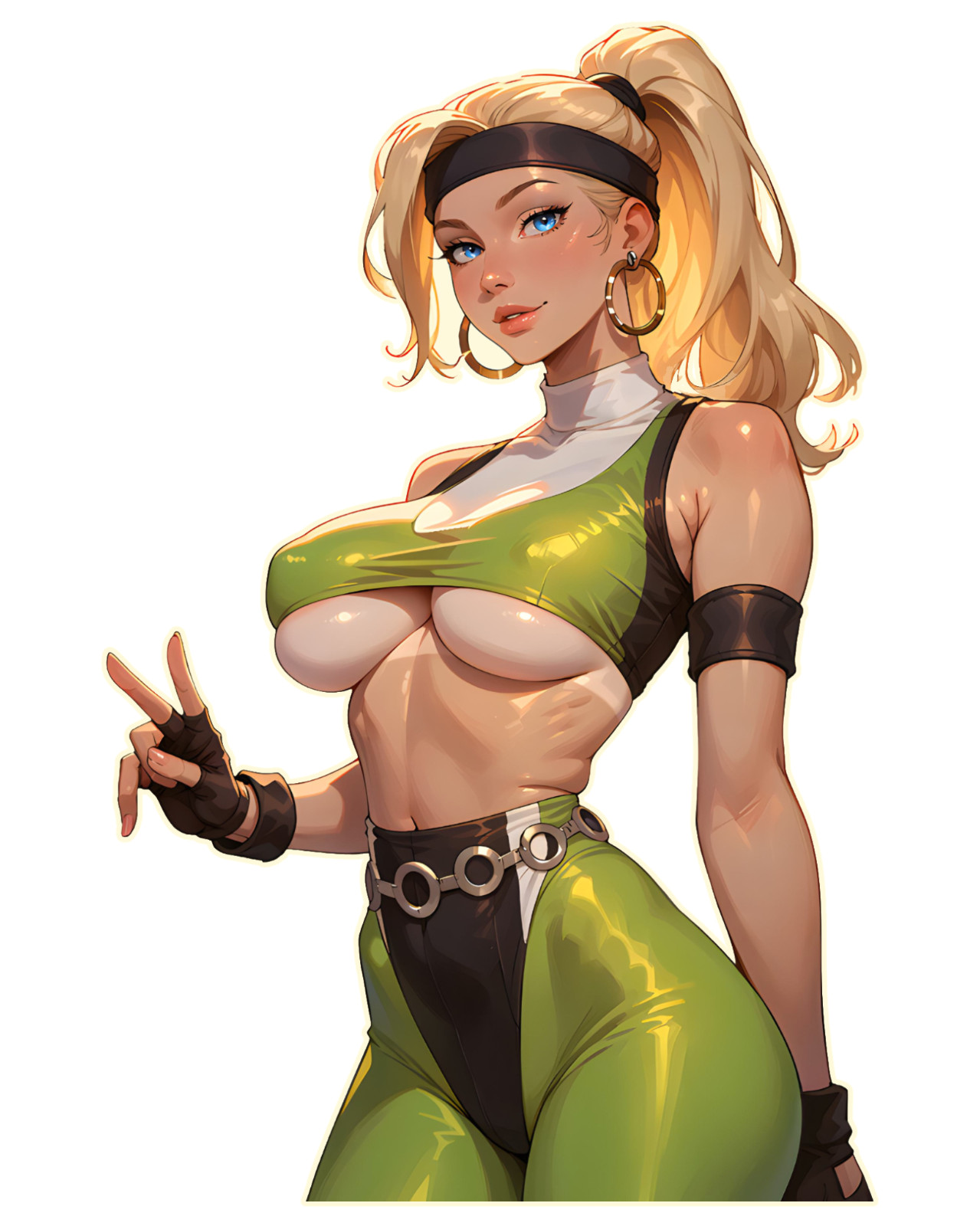 1390 Sonya Blade Sticker, Made In USA, Laminated, Sexy, Waifu, Sporty, Blonde