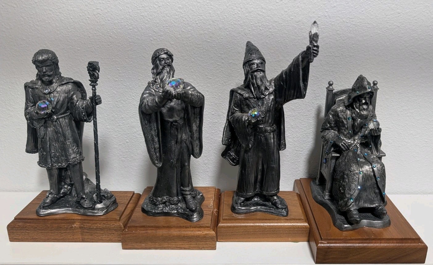 Vintage Rare Wizard Statues Michael Ricker Solid Pewter - Lot of 4 Limited Nice