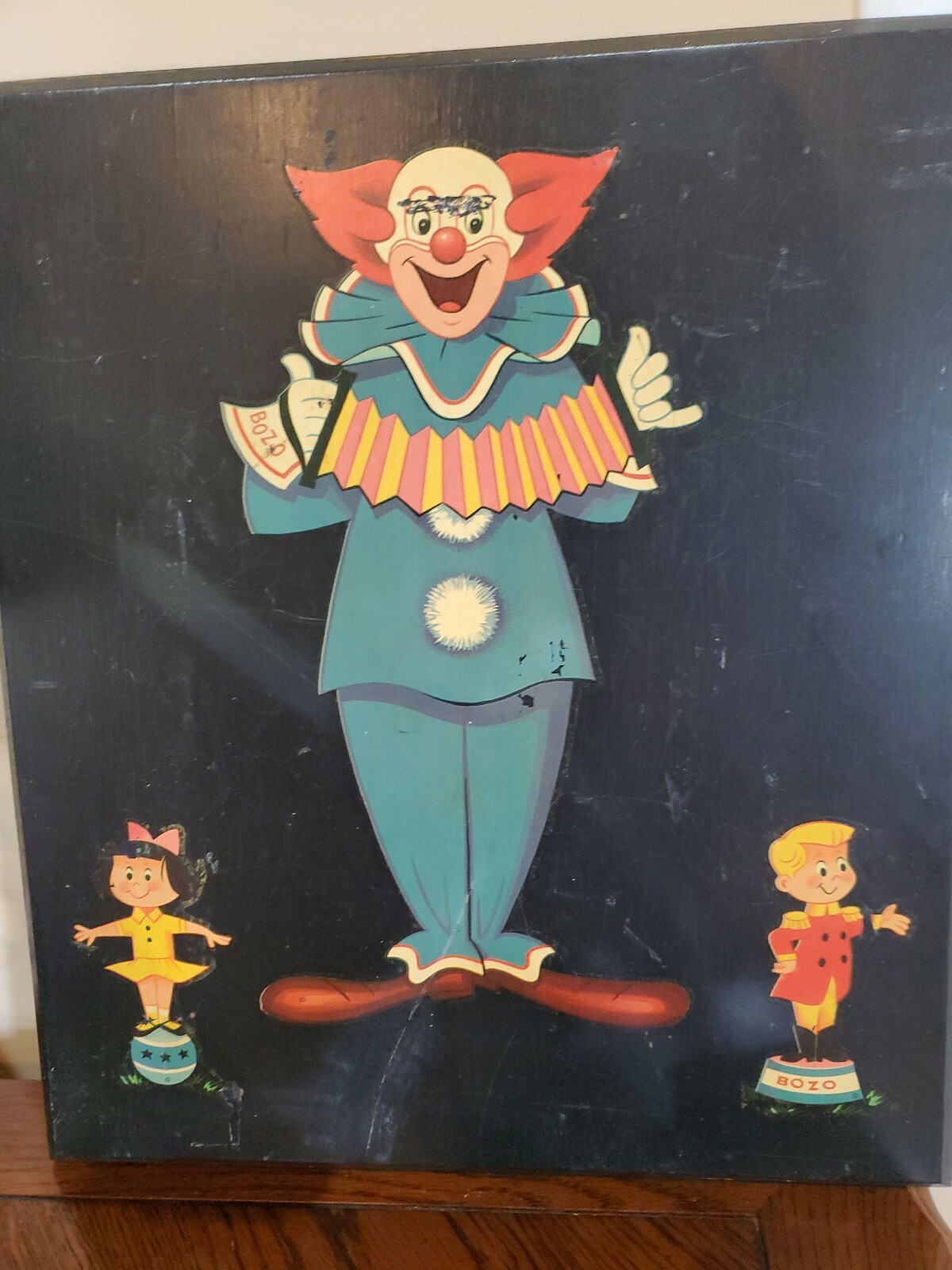 Vintagw Bozo The Clown Wall Plaque Painted Decopague 14\