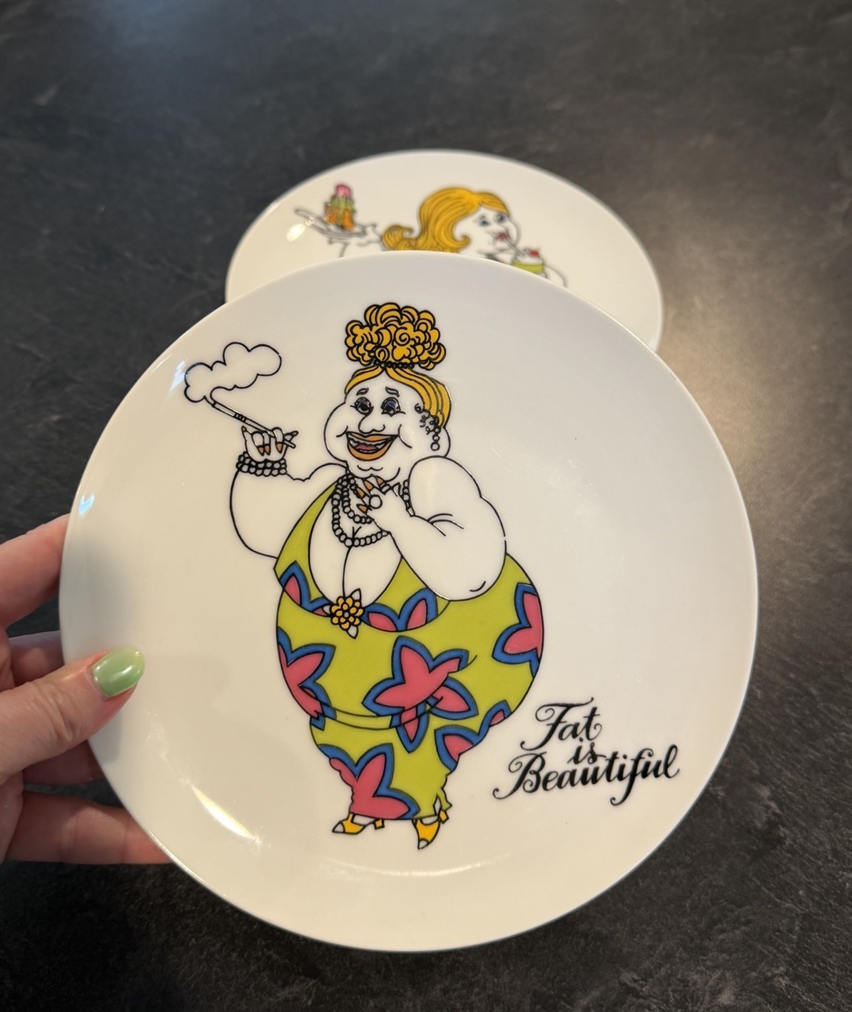 2 VINTAGE 1980’s Fat Is Beautiful FITZ & FLOYD Porcelain 7 5/8