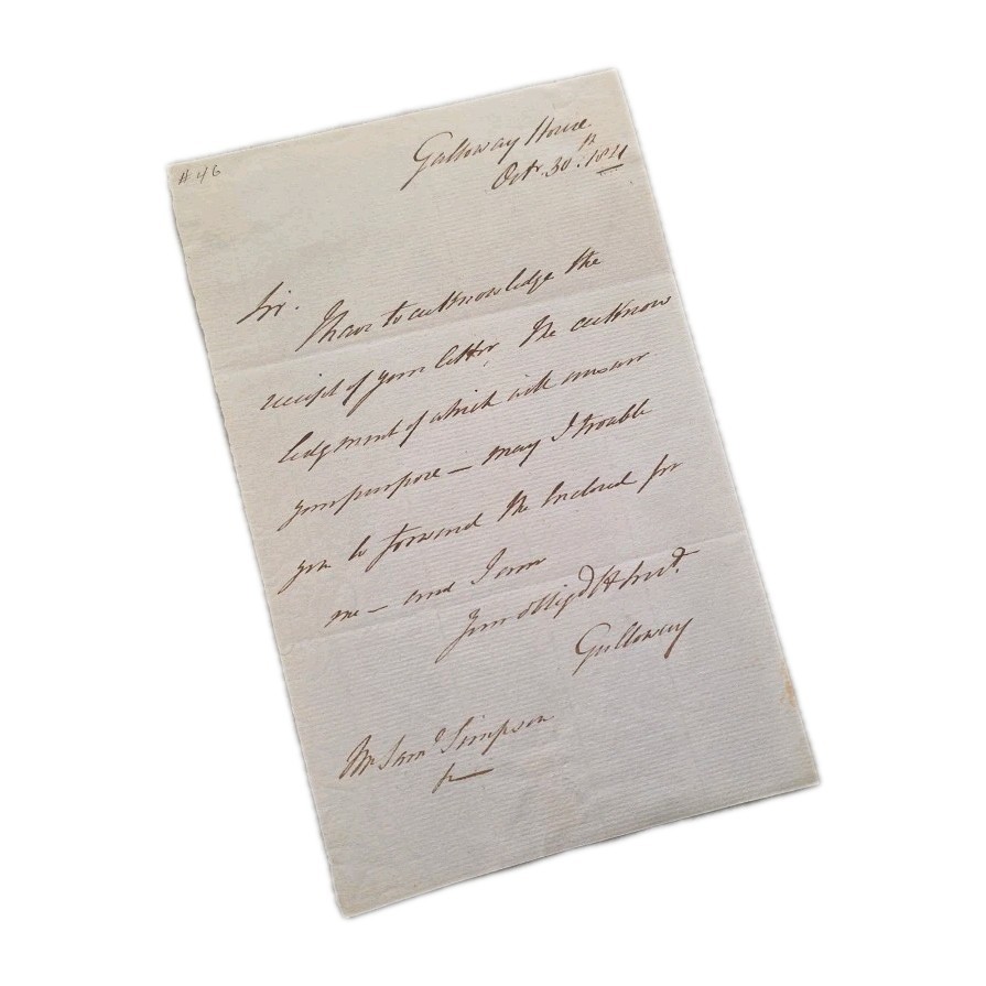 Royal Navy Admiral George Stewart Earl Galloway Signed Autograph Letter Scotland