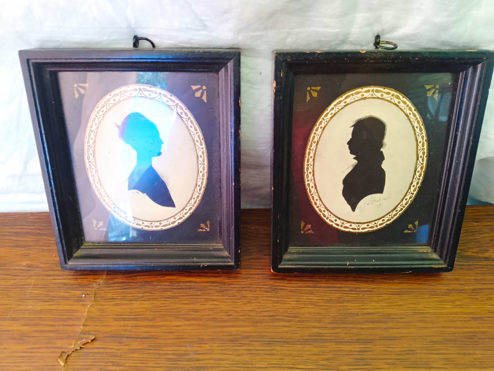 Metropolitan Museum of Art Pair Framed American Silhouette Portraits, Paper will