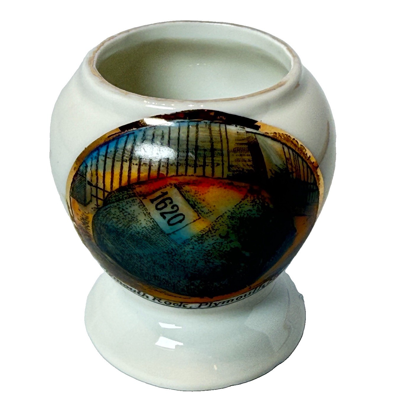 PLYMOUTH , MA MASS Antique PLYMOUTH ROCK Souvenir China CUP Trinket PLYMOUTH , MA MASS Antique PLYMOUTH ROCK Souvenir China CUP Trinket