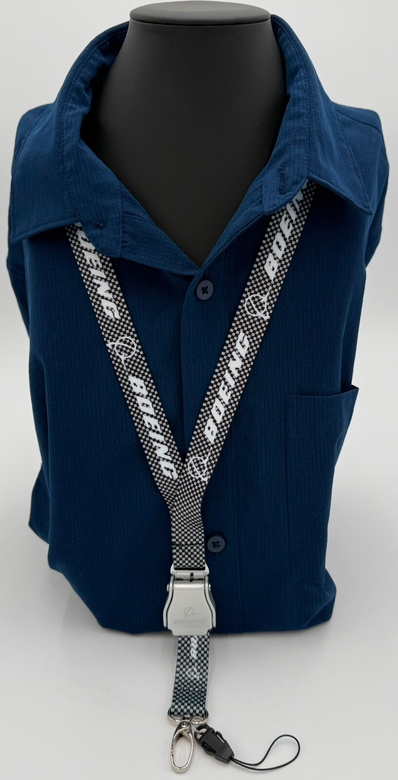Boeing Carbon Fiber Aviation Lanyard, Seat Belt Buckle, Boeing Logo, pilot id Boeing Carbon Fiber Aviation Lanyard, Seat Belt Buckle, Boeing Logo, pilot id