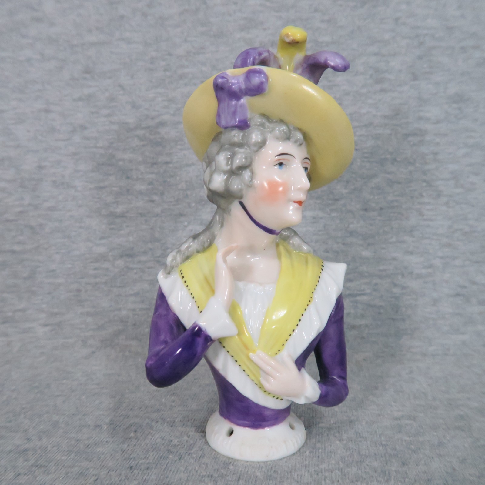 Antique Porcelain Pin Cushion Half Doll Mrs Sarah Siddons Germany Victorian