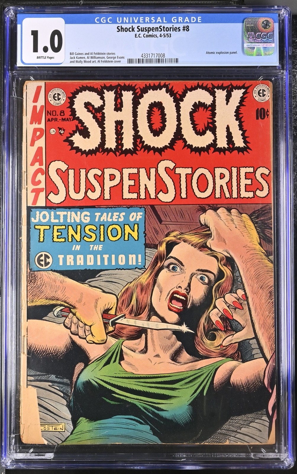 Shock Suspenstories #8 CGC 1.0 ~ E.C. Comics ~ Pre-Code Horror ~ Slasher Cover