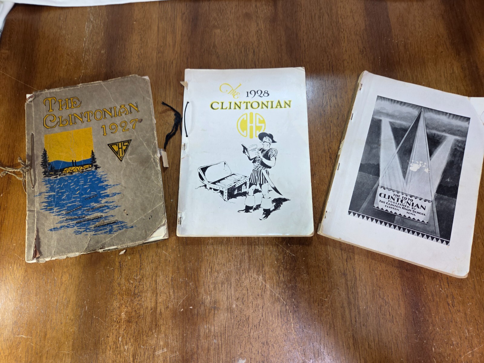 Lot of 3 The “Clintonian” 1927 - 29 Clinton High School Year Books Clinton, Iowa