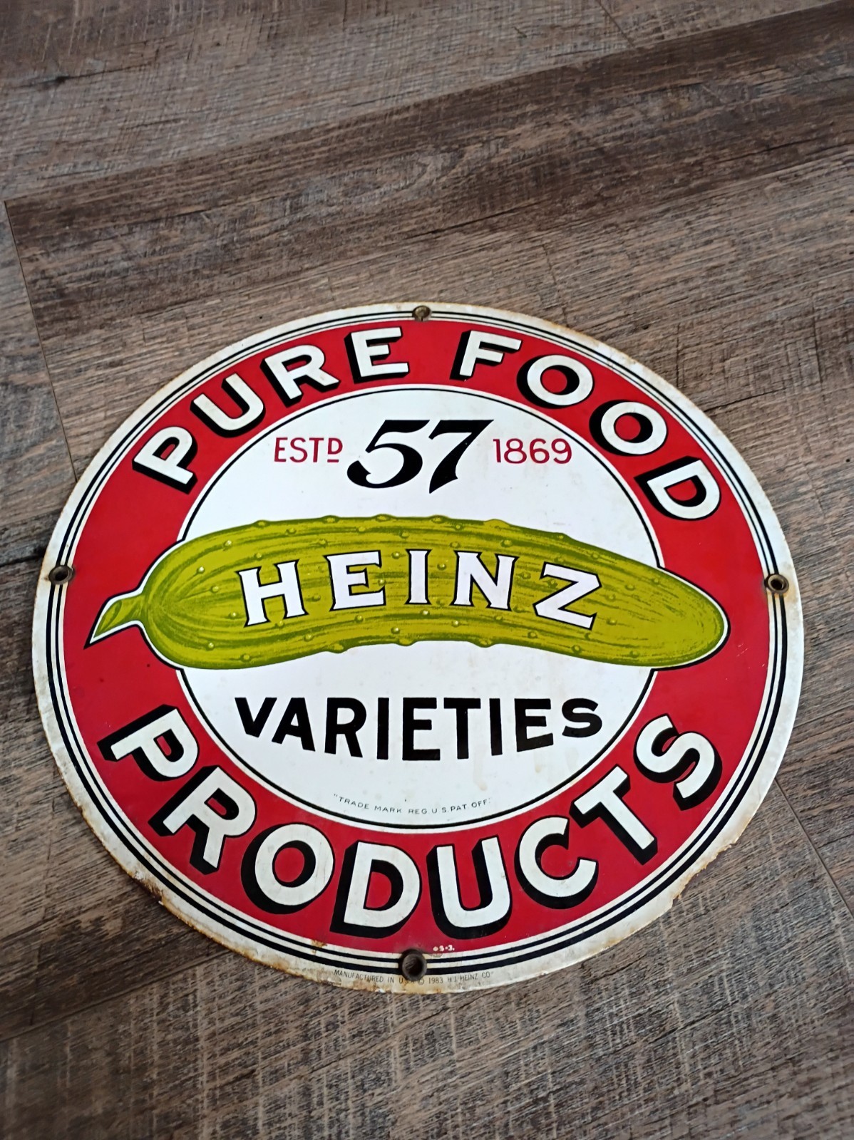 Vintage Heinz 57 Pickle Rustic Porcelain Enameled Metal Sign