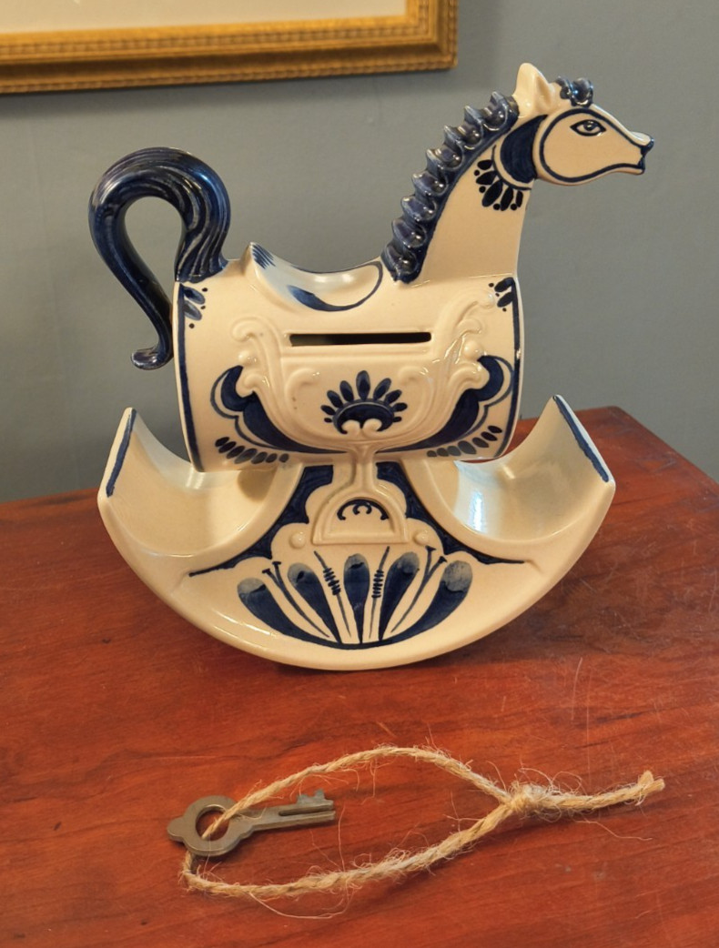 Bjorn Wiinblad Rocking Horse Piggy Bank Rosenthal Vintage With Key
