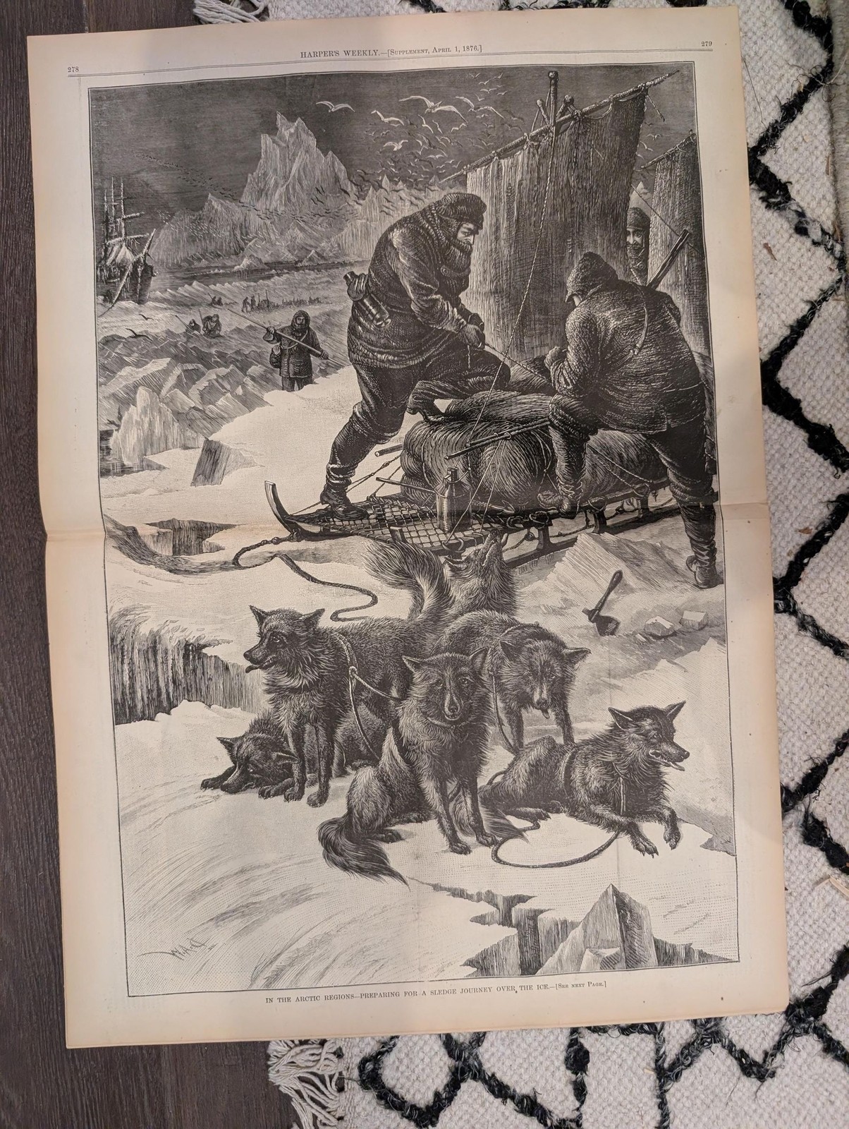 Harper’s Weekly Apr 1 1876 –Indian Trading, Fox Hunting, Arctic Supplement Incl